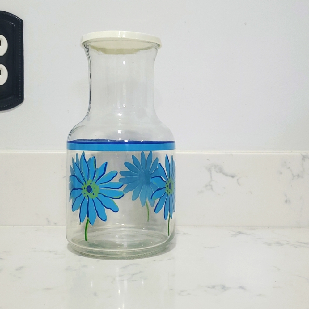 Vintage Blue Daisy Kig of Indonesia Carafe